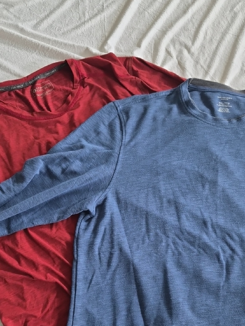 G.H. Bass & Co.  And VAN HEUSEN Long Sleeve Crew Neck Shirt - Blue and Red